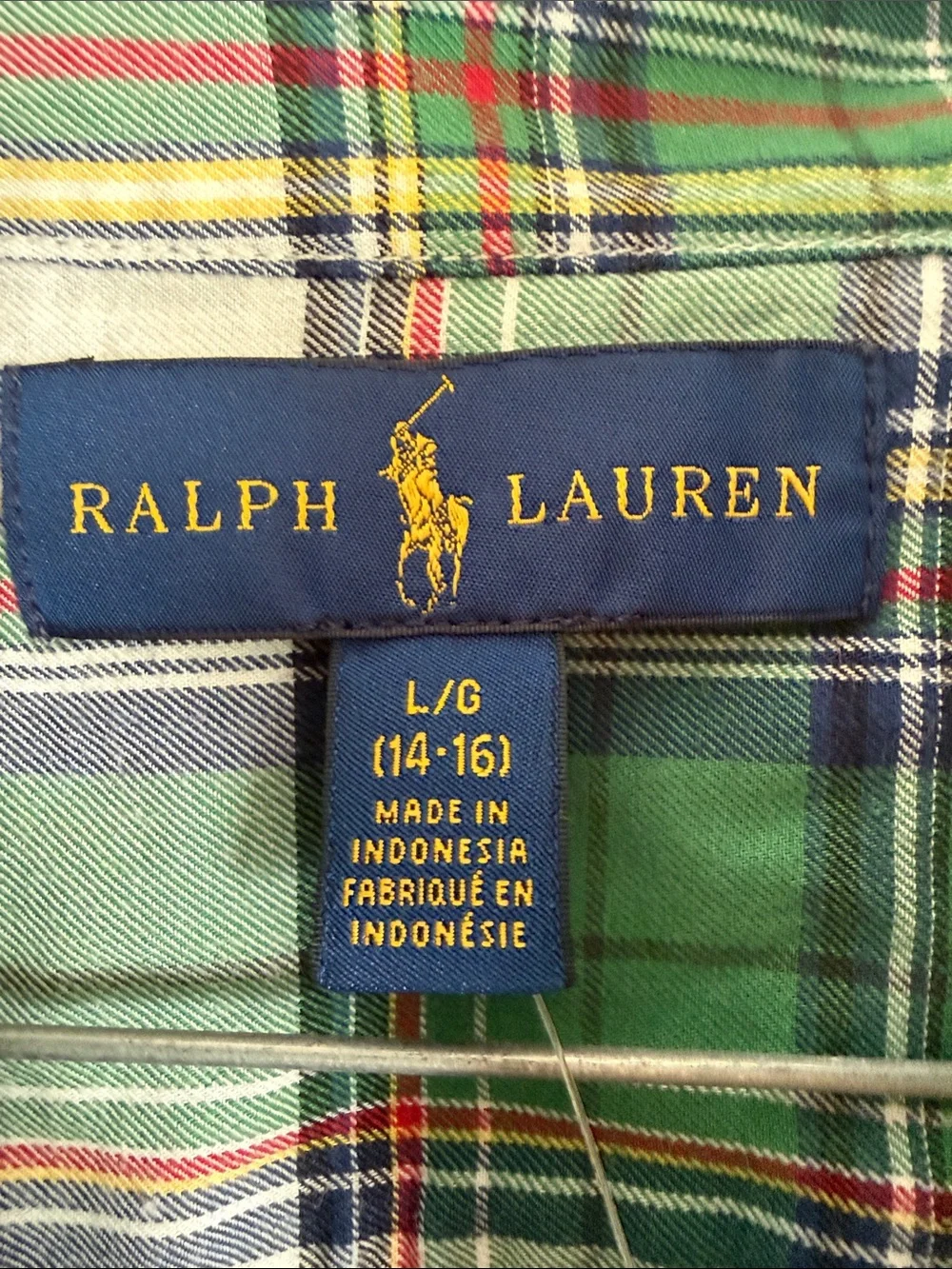 Ralph Lauren Green, White & Navy Plaid Button-Down Shirt - Kids